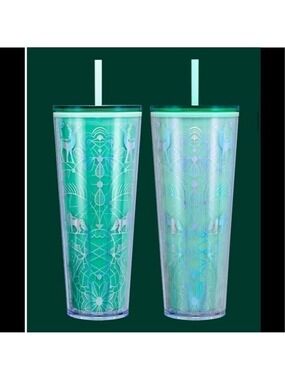 Starbucks 2022 Woodland Lace Enchanted Forest Mint Green Color Changing Cup